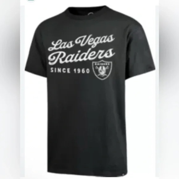 New 47 Men's Las Vegas Raiders Dusted Distressed Black T-Shirt NFL mens Medium - Picture 1 of 7